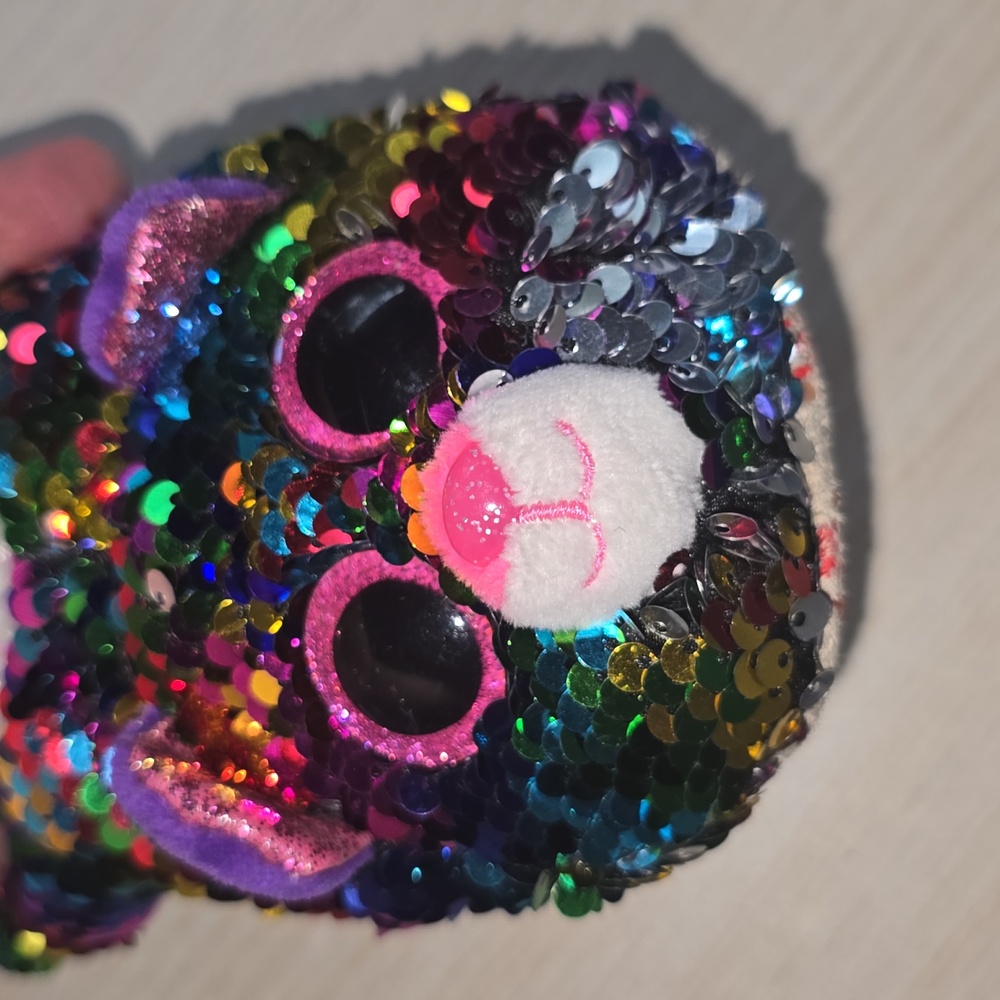 Ty Sparkly Fuzzy CAT Slippers- Dotty